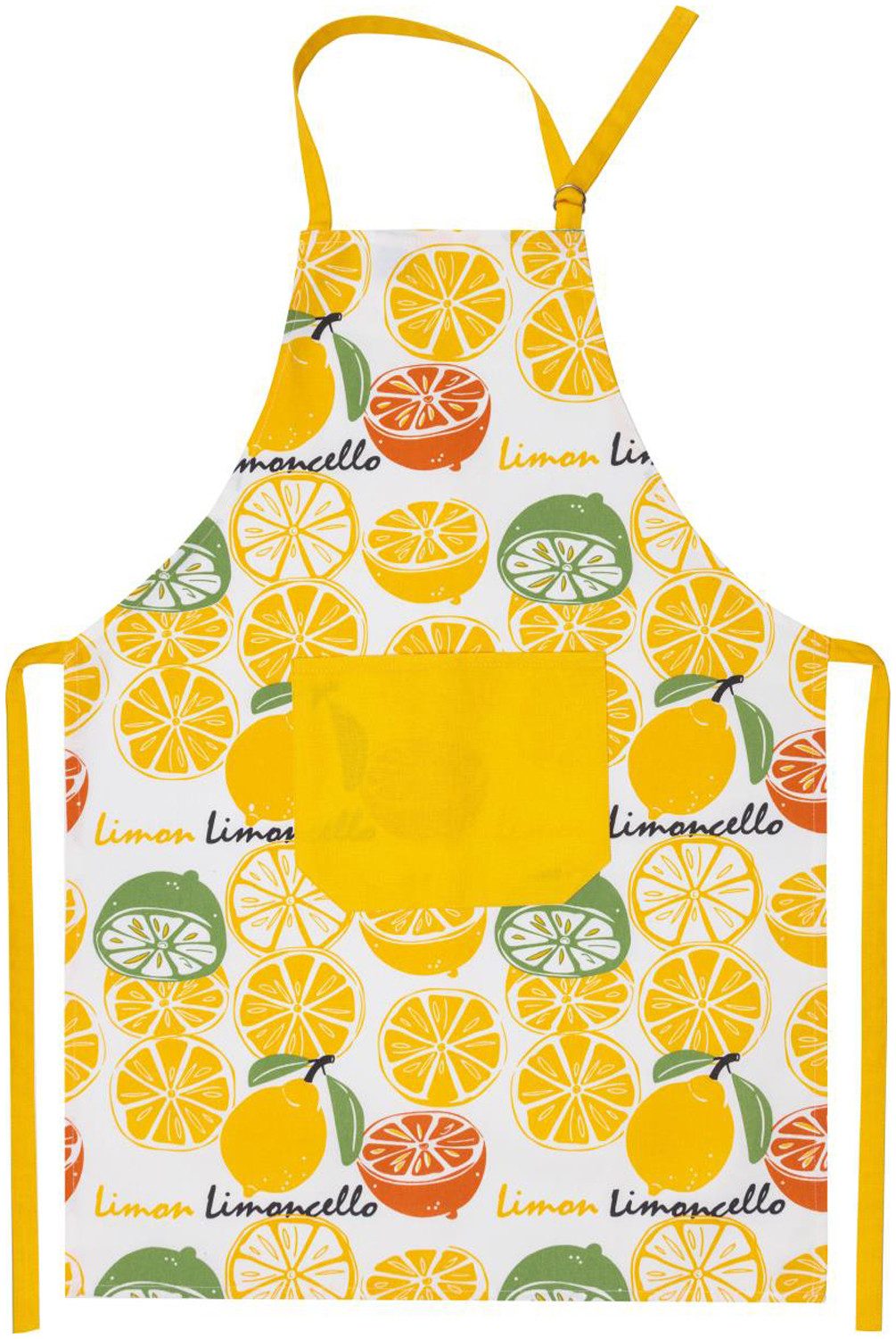 Kracht Kochschürze Limoncello, (1-tlg), Nackenband und aufgesetzte Tasche ca.70x90cm Baumwolle