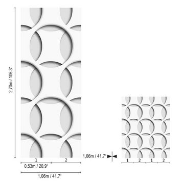 Newroom Vliestapete, [ 2,7 x 1,06m ] großzügiges Motiv - kein wiederkehrendes Muster - nahtlos große Flächen möglich - Fototapete Wandbild Grafik Kreise Made in Germany