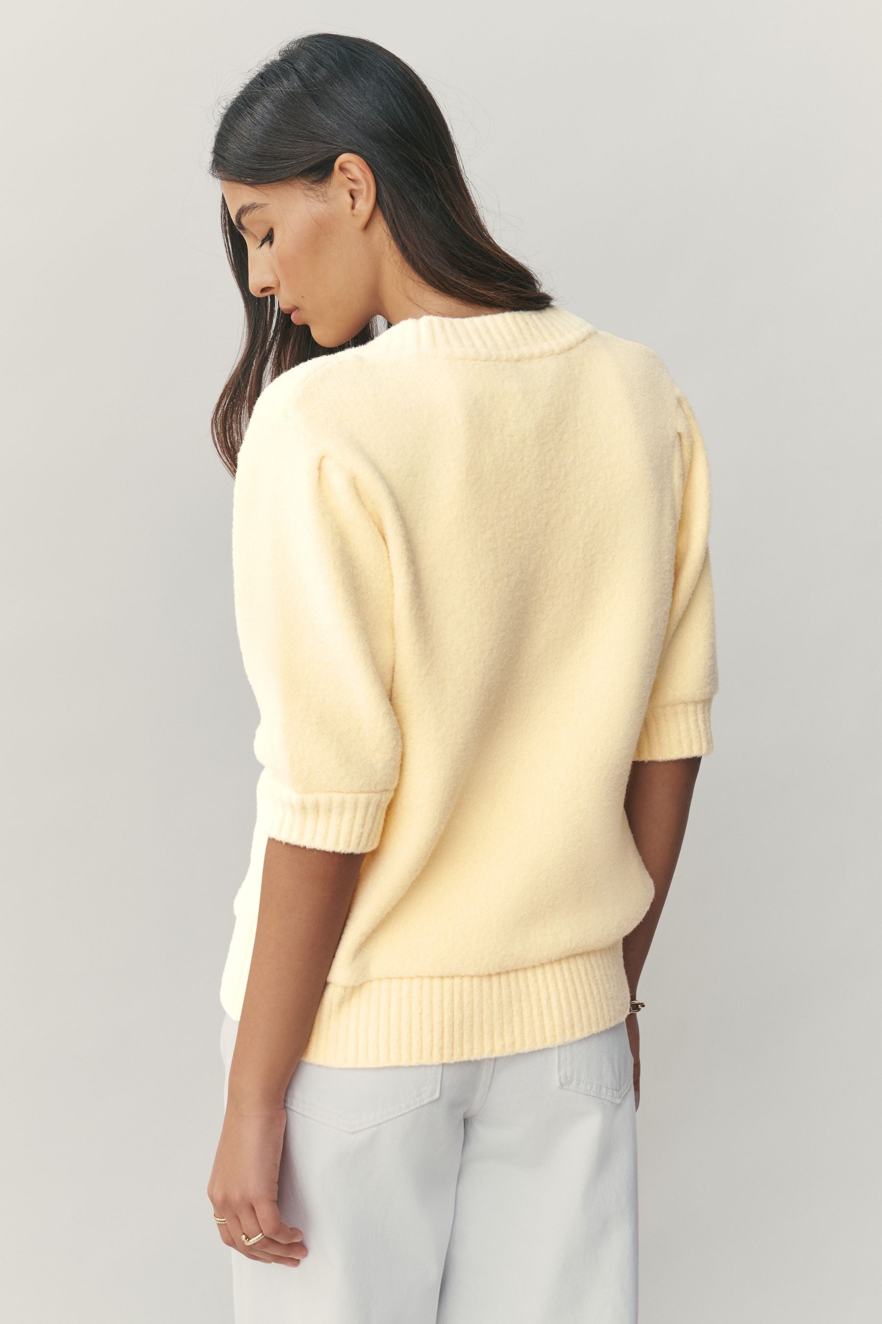 Next Strickjacke Kurzarm-Strickjacke mit herzförmigen Knöpfen (1-tlg) günstig online kaufen