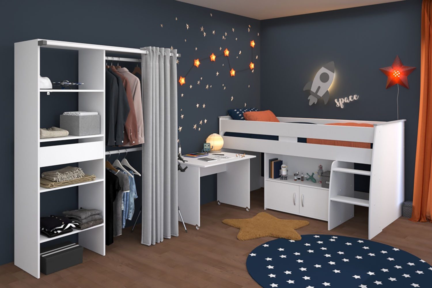 Parisot Jugendzimmer-Set Parisot Reverse 22, (Set, 2-tlg), Schreibtisch ausziehbar-belüftete Spanplatte als Lattenrost verwendbar