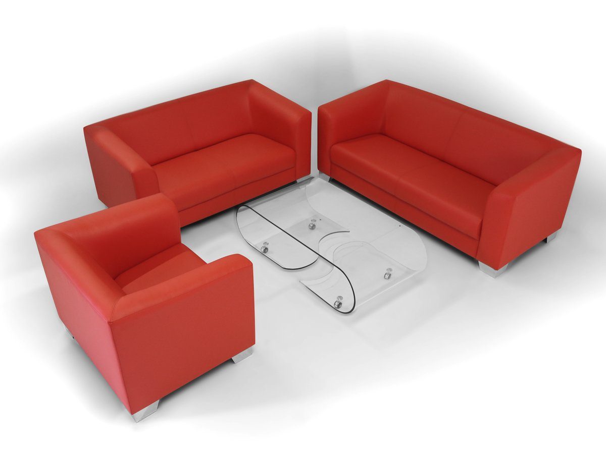 CHICAGO Moebel-Eins rot Polsterecke 3-Sitzer Sofa