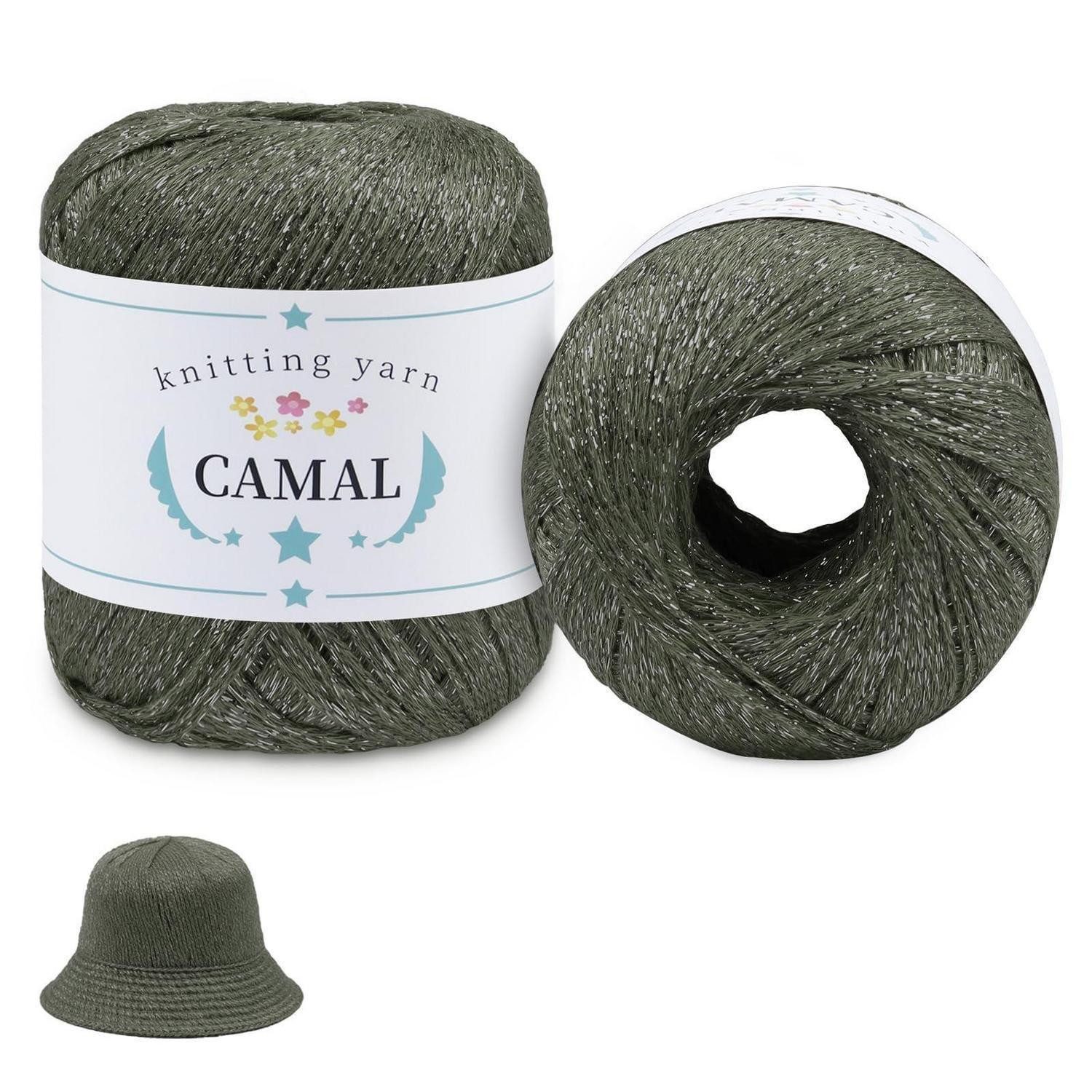 LuxusKollektion Häkelgarn Glitzer Metallic Grau-Grün 200m Effektgarn