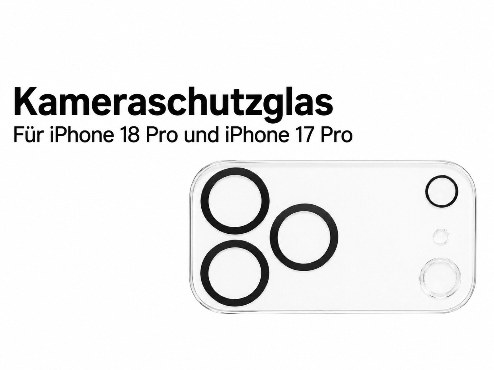 Ventarent Kameraschutzglas Linsenabdeckung für Apple iPhone 18 Pro, Einzelpackung, 1 Stück, 9H Hartglas, transparent – Bild 4 von 5