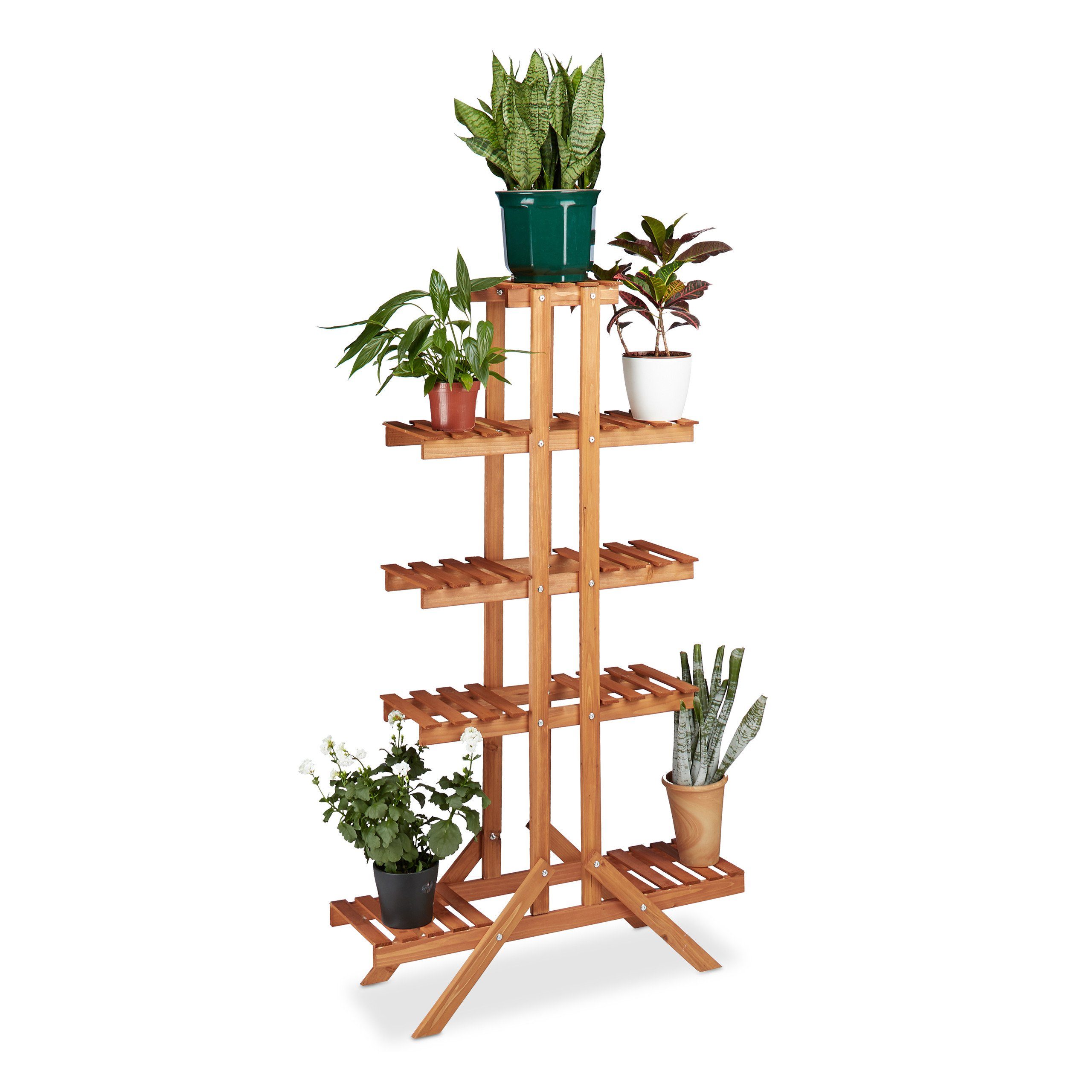relaxdays Blumenständer Blumentreppe 5 Ebenen, Honigbraun günstig online kaufen