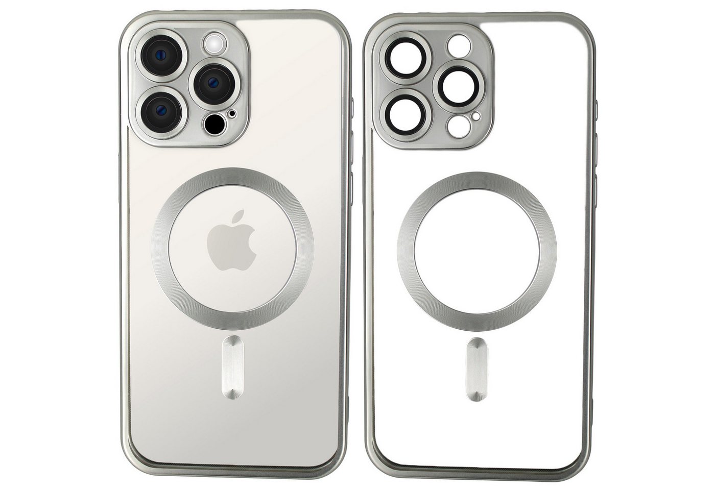 Wörleonline Handyhülle für iPhone 15 Pro Max mit integriertem Kameraschutz 6,7 Zoll, TPU Schutzhülle in passendem Titan-Farbton, MagSafe kompatible Hülle