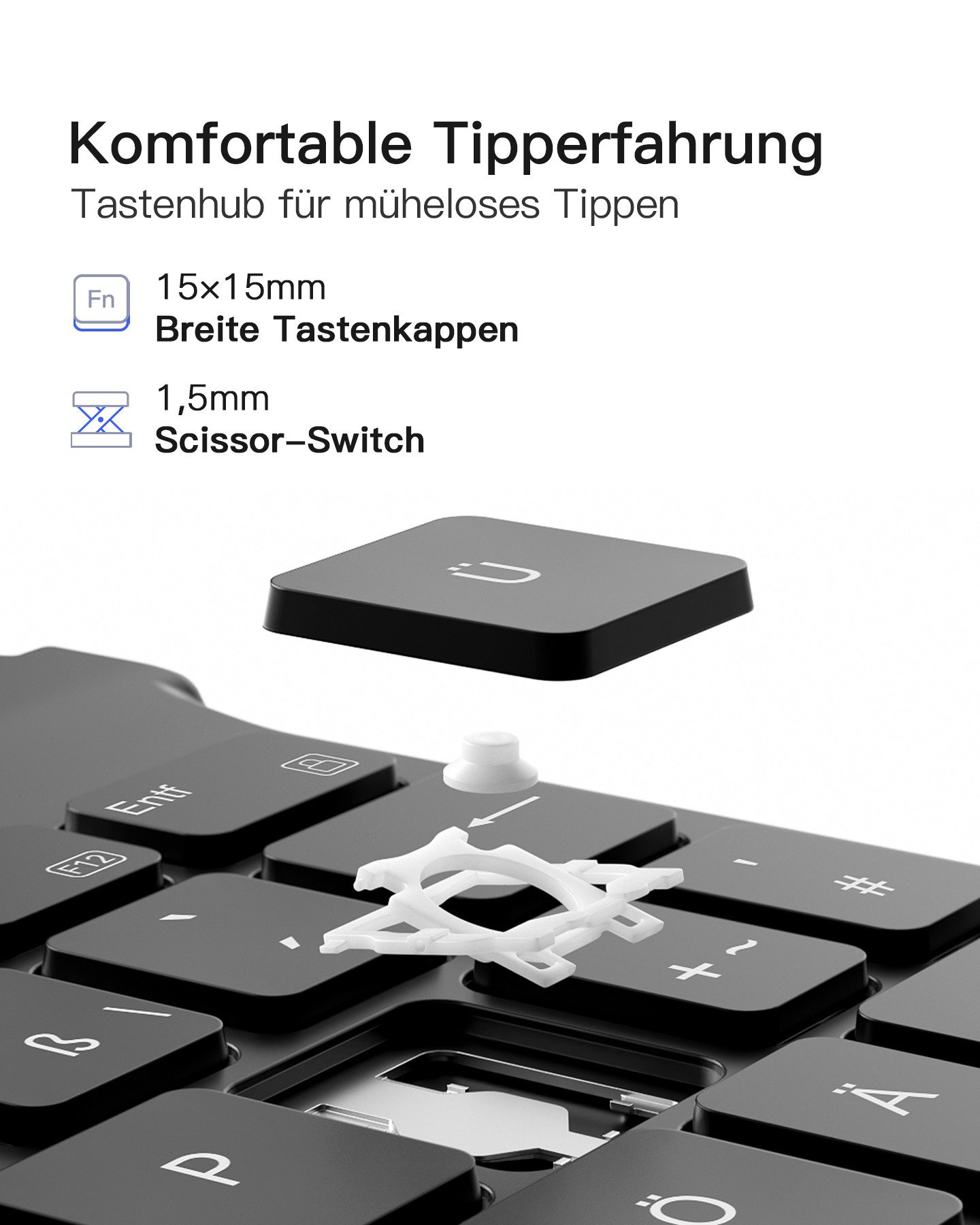 Inateck Hülle mit Tastatur für Samsung Galaxy Tab А9+/A9 Plus 11Zoll 2023 Tablet-Tastatur (Abnehmbare, Rundum-Schutz)