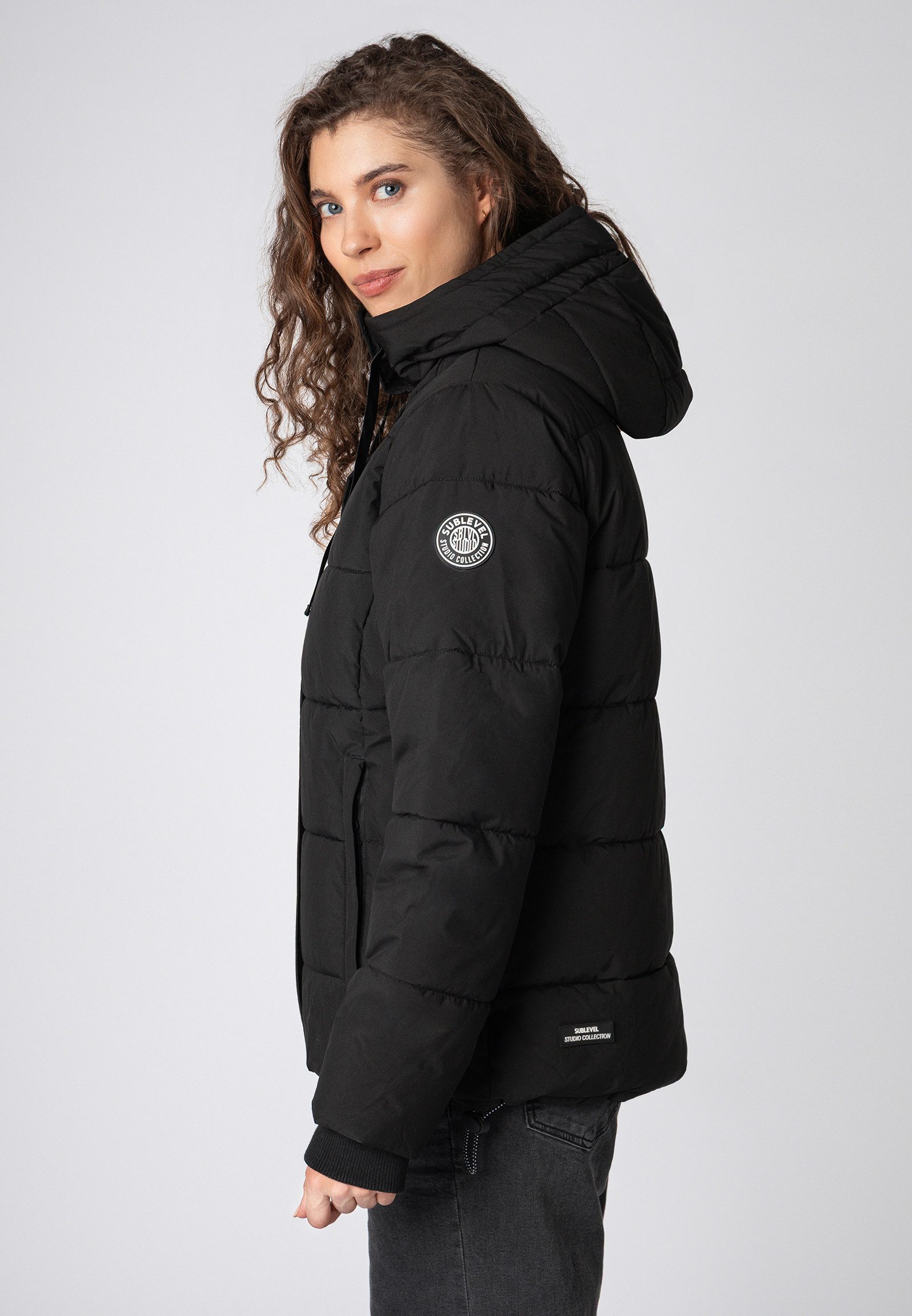 SUBLEVEL Steppjacke Damen Winterjacke mit Kordel und Kapuze Kapuze mit Tunnelzug, Reißverschlusstaschen