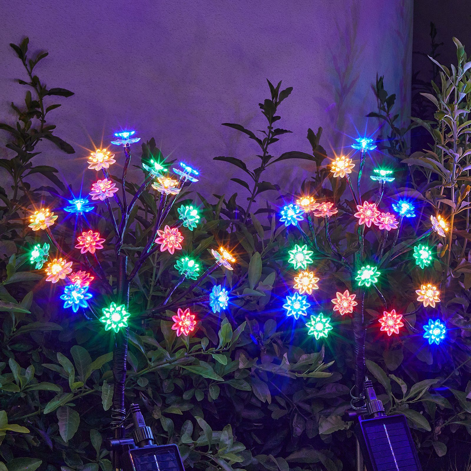 Sunicol LED Gartenleuchte Solar Garten Lichter mit Fernbedienung, IP65 Wasserdicht, 8 Modi, Perfekt für die Außendekoration von Höfen, Gärten, Parks, Rasenflächen Mehrfarbig | Alle Lampen