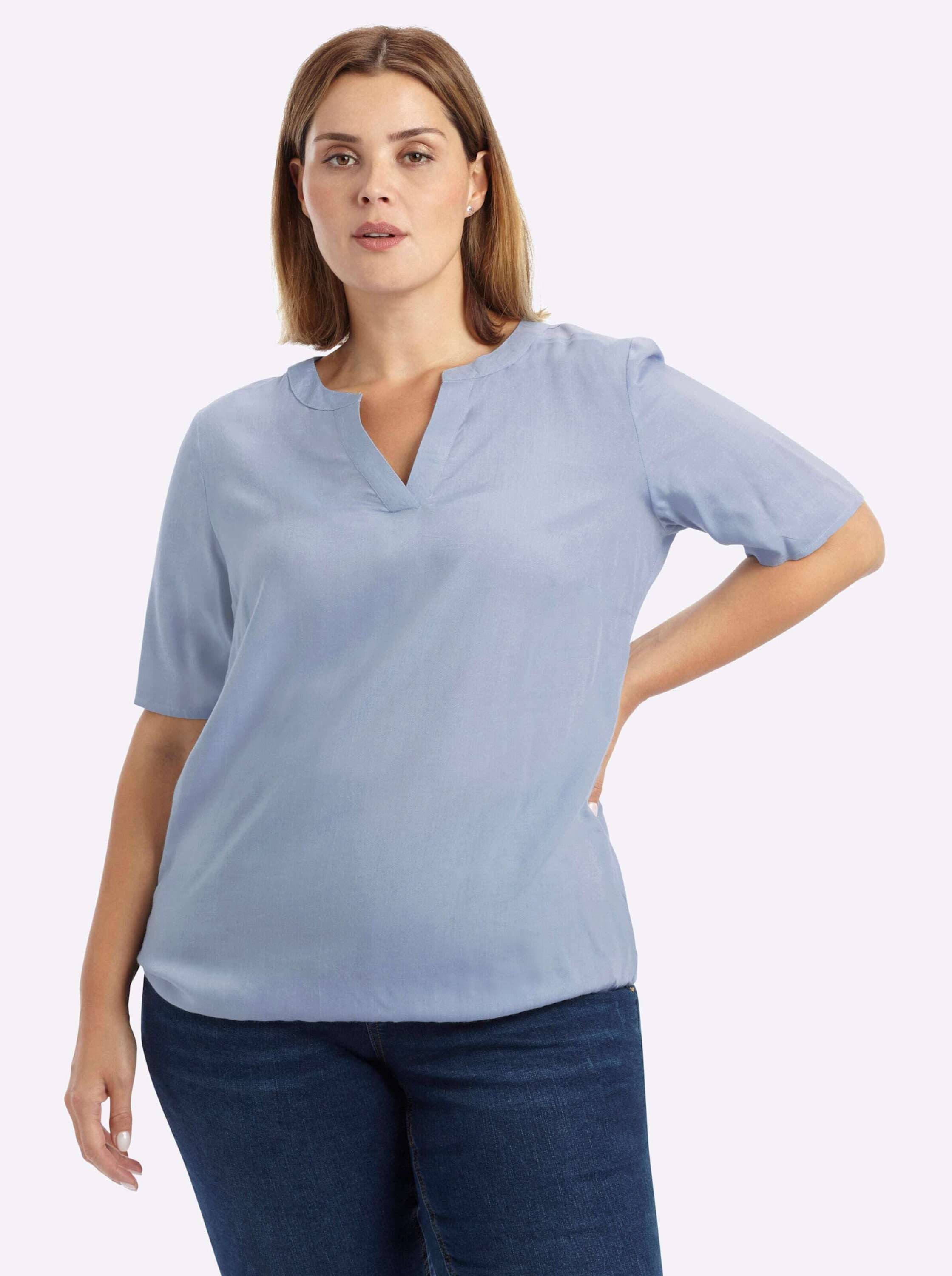 Sheego Klassische Bluse Kurzarmbluse Kurzarm