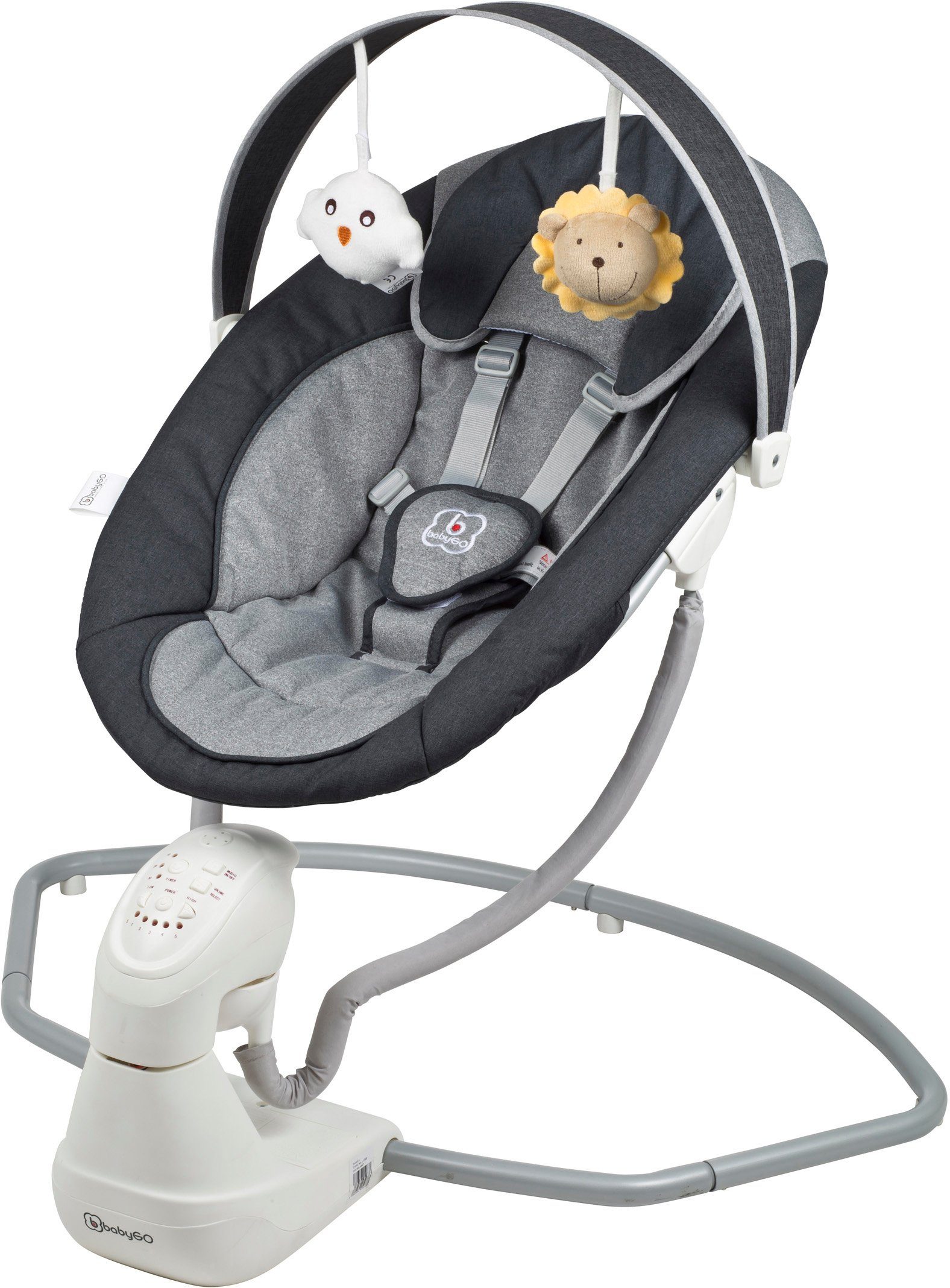 BabyGo Babywippe Cuddly, anthracite, elektrisch, mit Sound