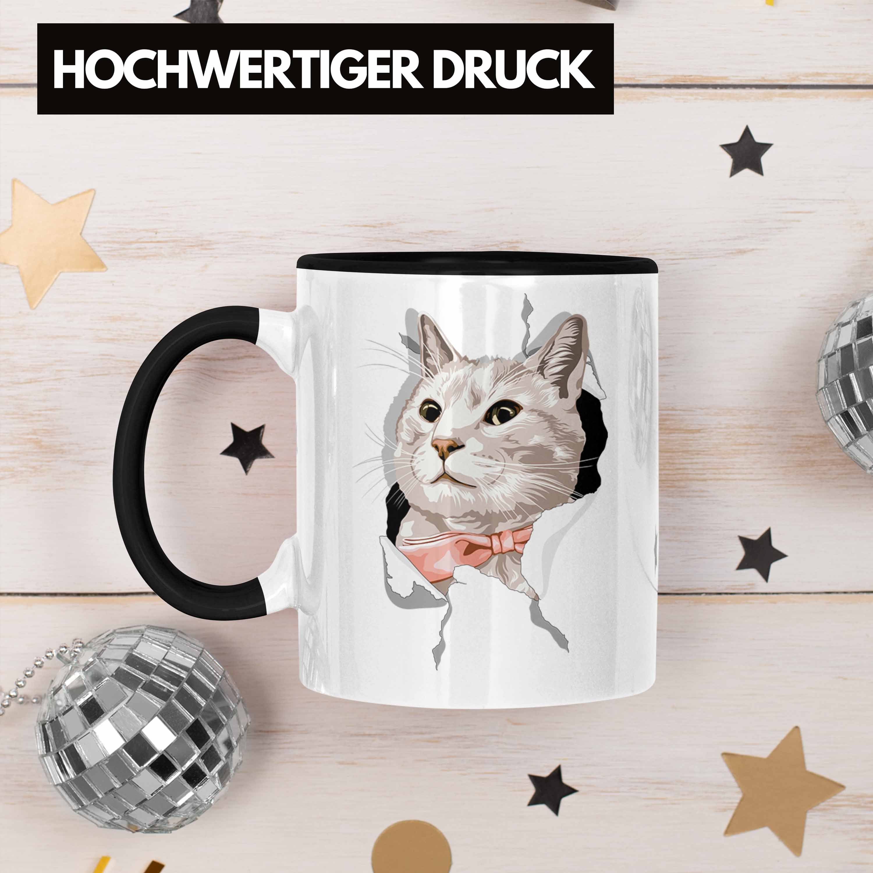 - Geschenkidee Katzen Trendation Katzengrafik Lustige Tasse Tasse Geschenk 3D Katzenbesitzerin Trendation Schwarz