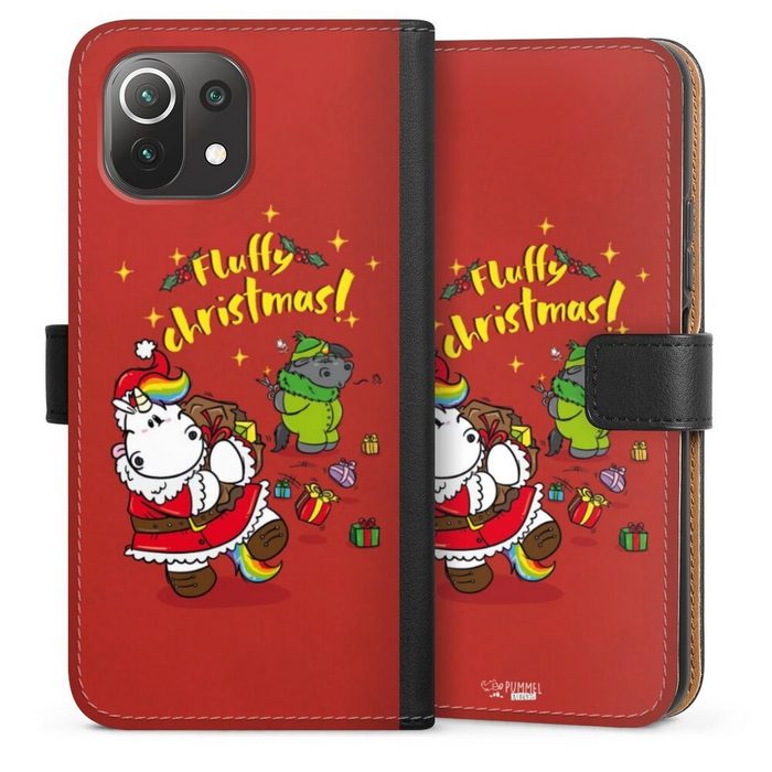 DeinDesign Handyhülle Pummeleinhorn Fluffy Christmas Red Xiaomi Mi 11 Lite 5G NE Hülle Handy Flip Case Wallet Cover