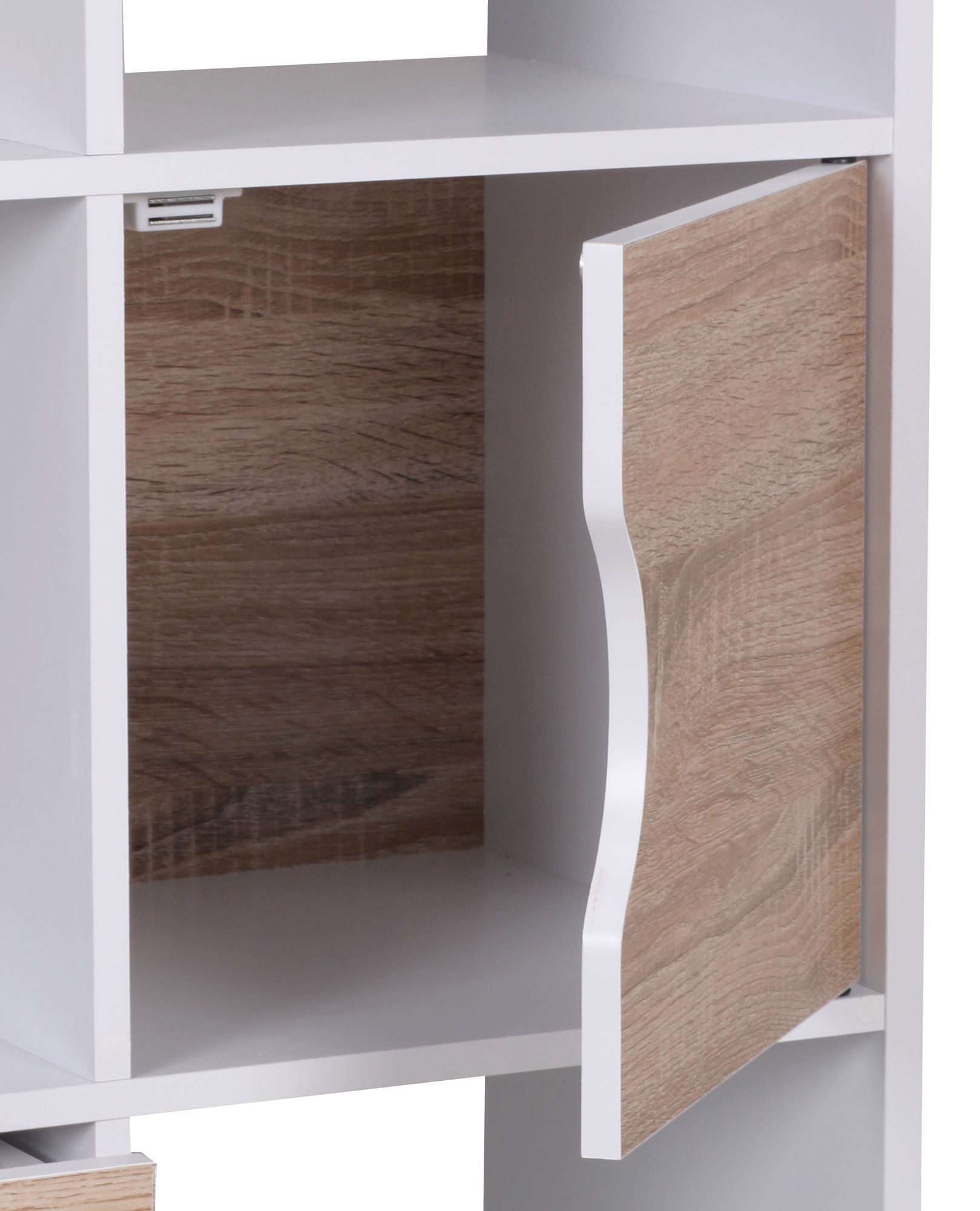 FineBuy Design Bücherregal MASSA Modern Holz Weiß mit Türen Sonoma Eiche Ablagefächer Standregal freistehend Größe wählbar – Bild 2 von 5