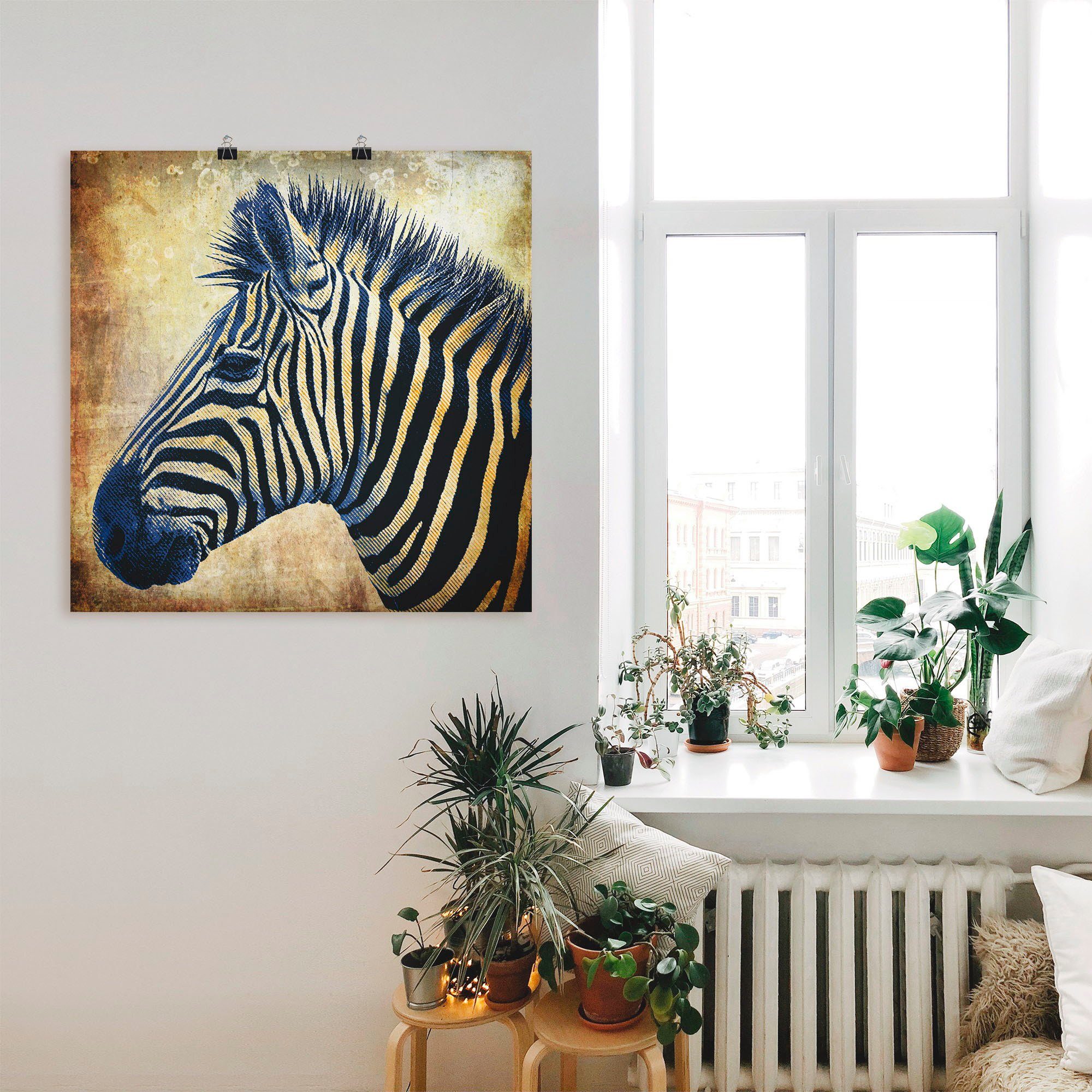 Artland Wandbild Zebra Porträt PopArt, Größen St), Leinwandbild, Alubild, Wandaufkleber oder (1 als in Poster Wildtiere versch