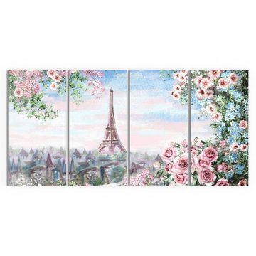 DEQORI Glasbild 'Blumenmeer Paris', 'Blumenmeer Paris', Glas Wandbild Bild schwebend modern