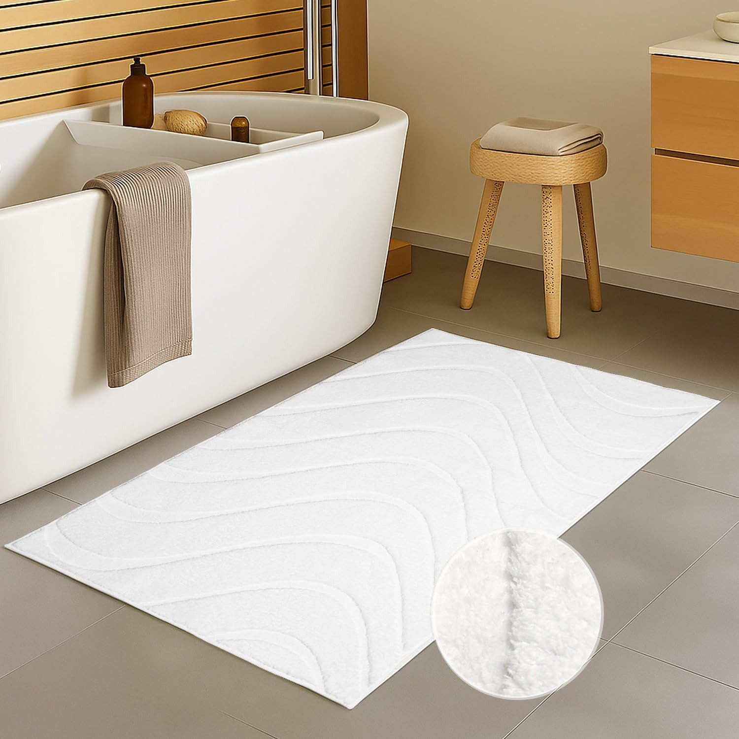 Carpet City Badematte BAT400, Badteppich uni, Höhe 11 mm, rutschhemmend beschichtet, fußbodenheizungsgeeignet, Polyester, rechteckig, Teppich Badezimmer, Badvorleger, Anti-Rutsch, Waschbar, Duschmatte