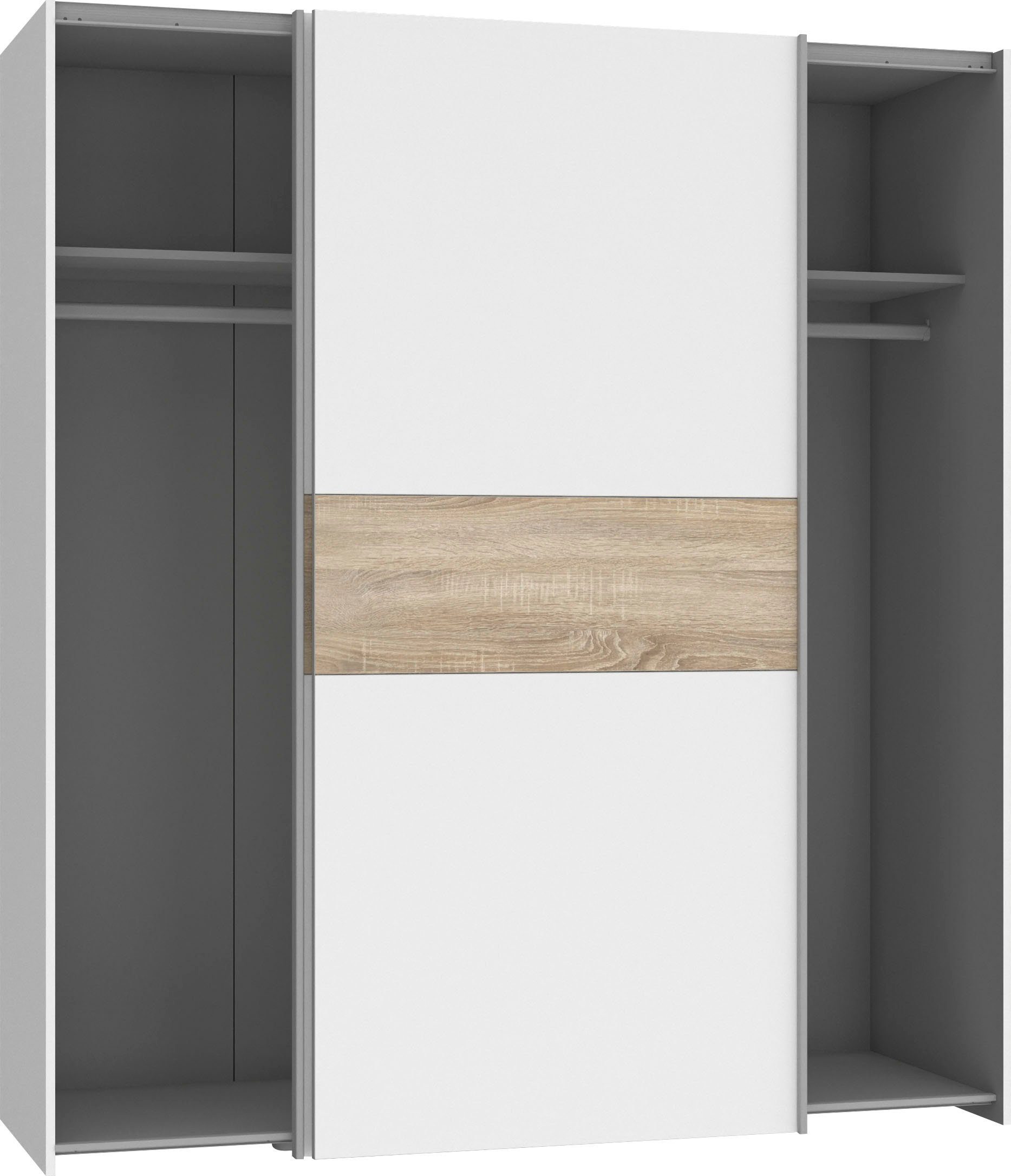 FORTE Schwebetürenschrank Longline, Made in Europe, 2 Schiebetüren, modernes Design melaminbeschichtet – Bild 4 von 5