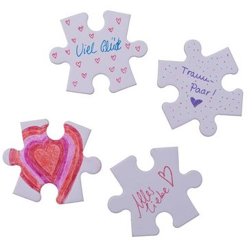 ReWu Puzzle Weißes Herz-Puzzle Bemalbar/Beschriftbar 80-Teile 60x60cm, 80 Puzzleteile