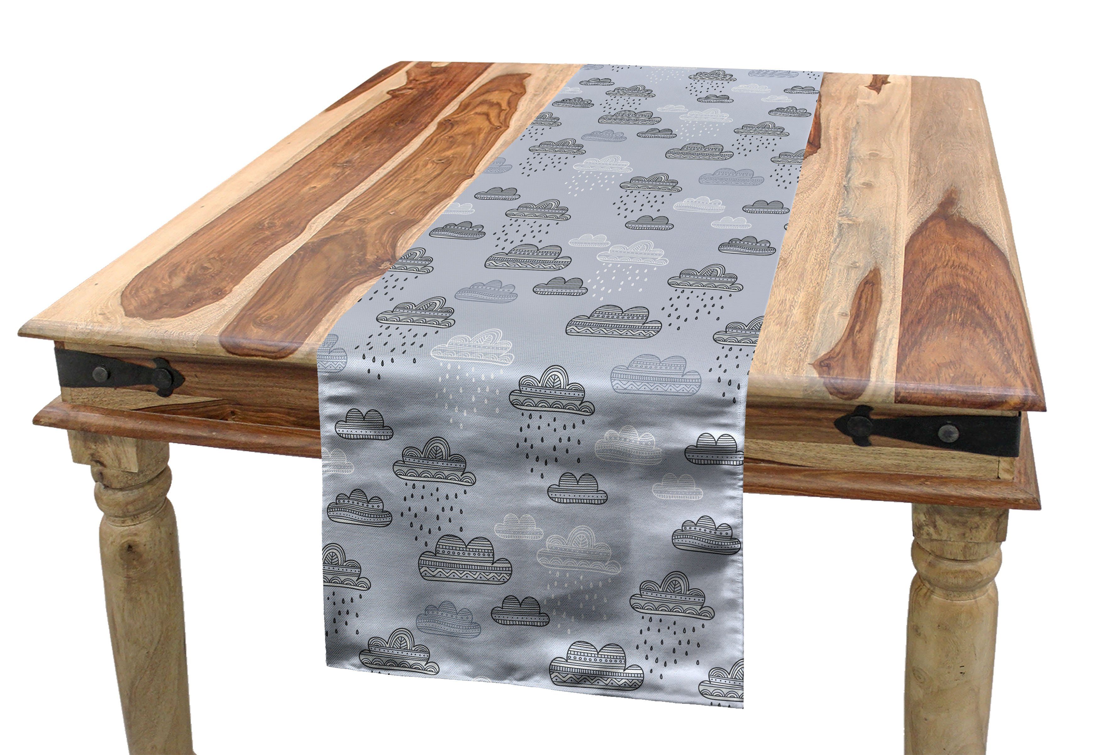 Dekorativer Rechteckiger Küche Tischläufer, Esszimmer Regen Tribal-Motiv inspiriert Tischläufer Abakuhaus