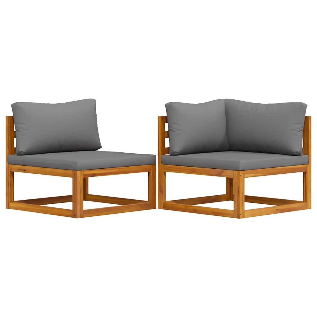 vidaXL Sofaelement 2-tlg. Sofa-Set mit dunkelgrauen Kissen Massivholz (1 St)