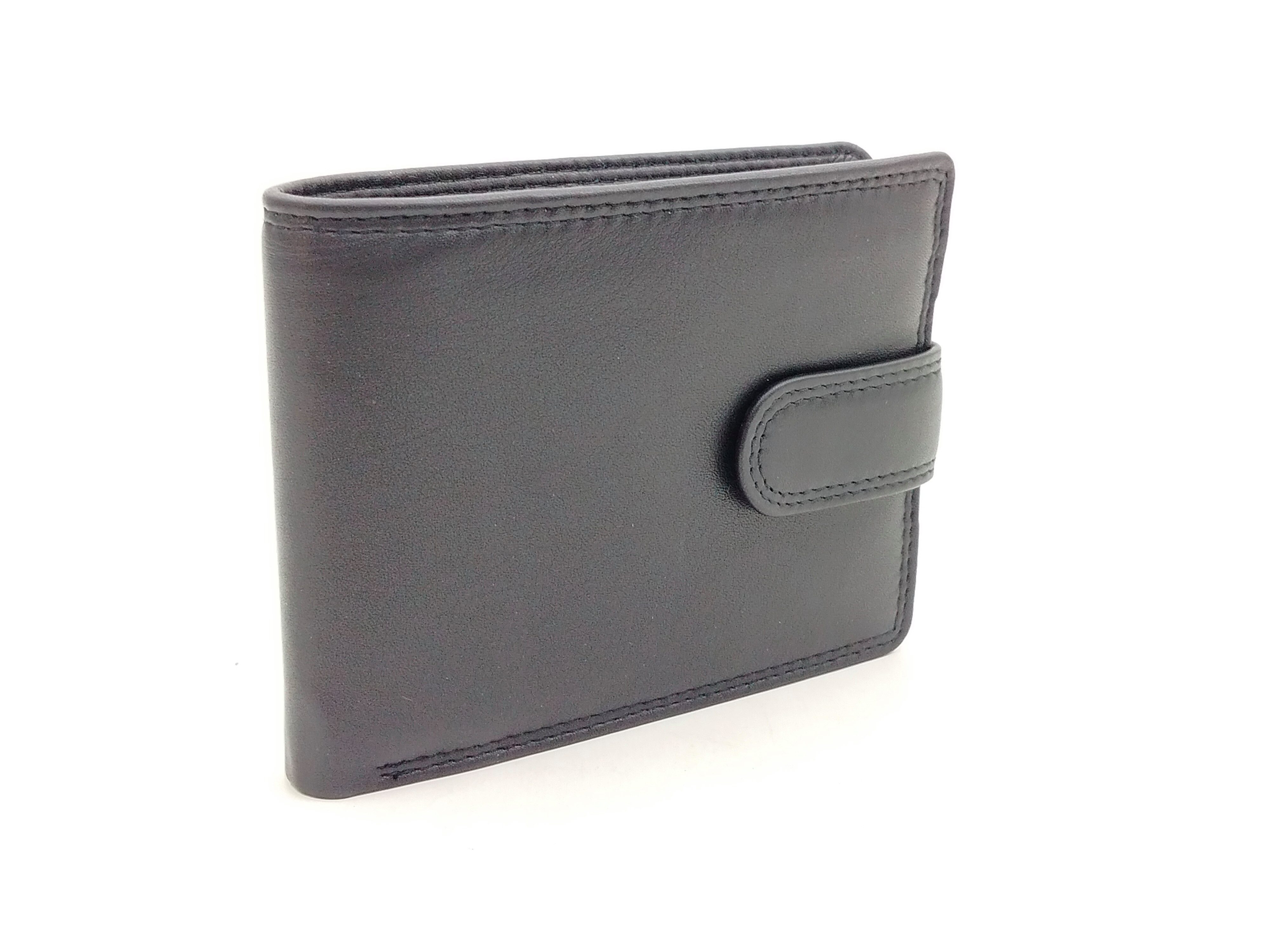 Geldbörse Schwarze Leder Brieftasche mit RFID Ausleseschutz und Münzfach