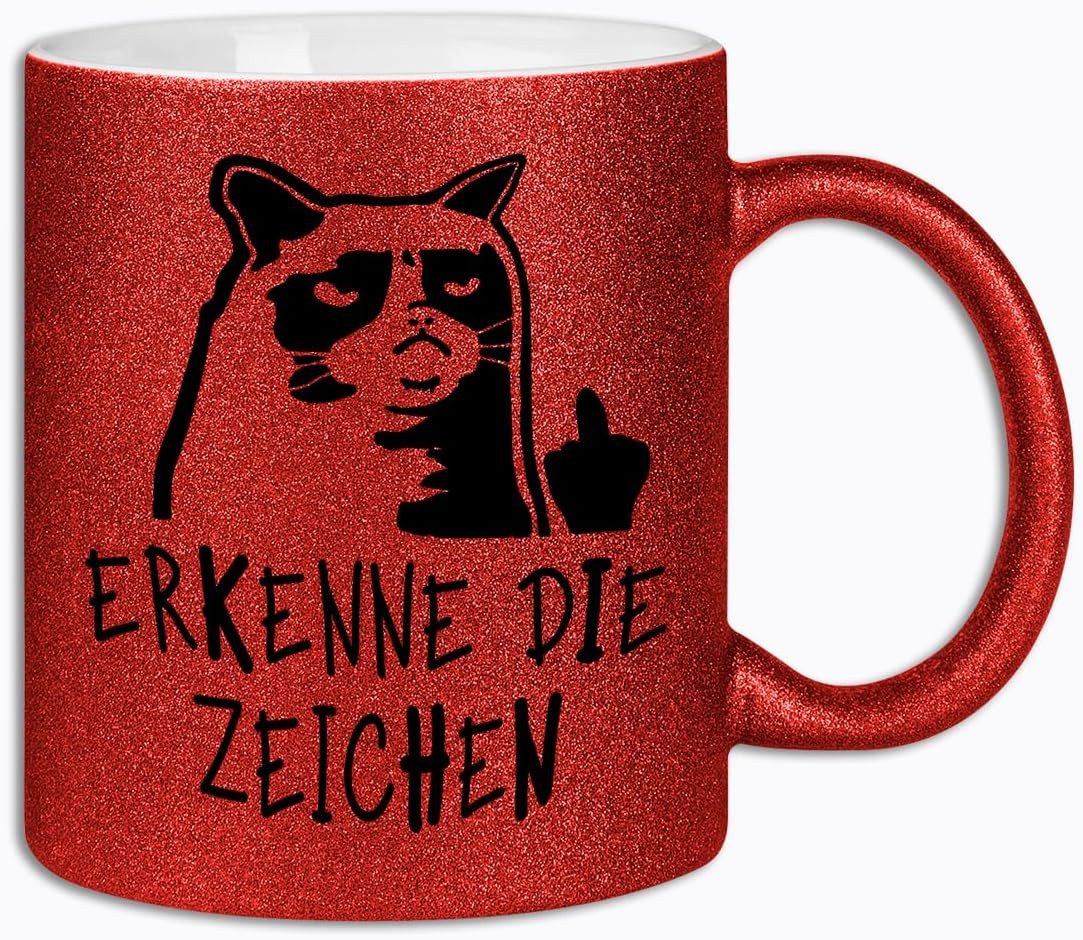 Hustling Sharks Tasse Hustling Sharks® Farbige glitzer-Tassen - Erkenne die Zeichen!, 330 ml