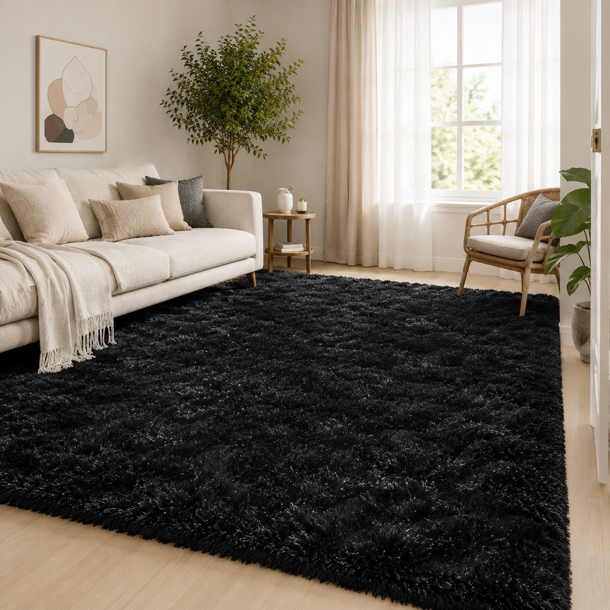 Lochas Hochflor-Teppich Hochflor-Teppich weich & kuschelig für Wohnzimmer und Schlafzimmer