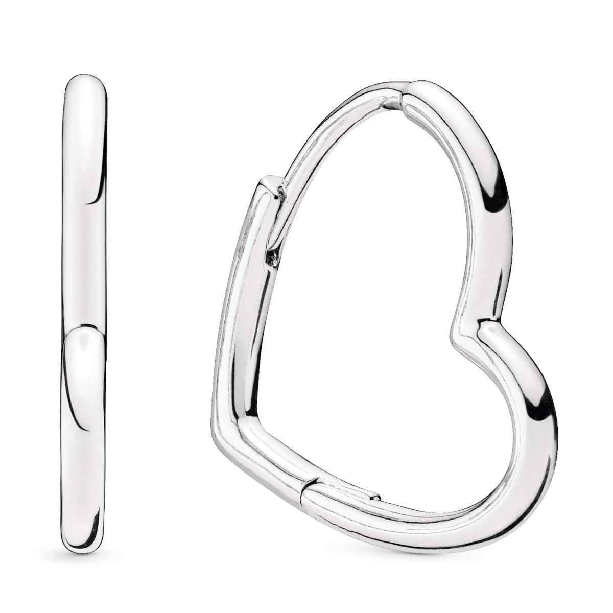 Pandora Paar Creolen 298307C00, Damenohrringe Asymmetrisches Herz