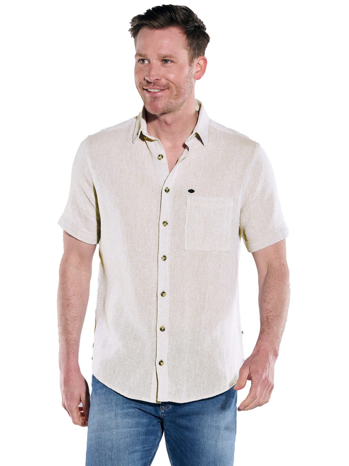 Engbers Kurzarmhemd Herren Kurzarm-Hemd uni, Braunbeige