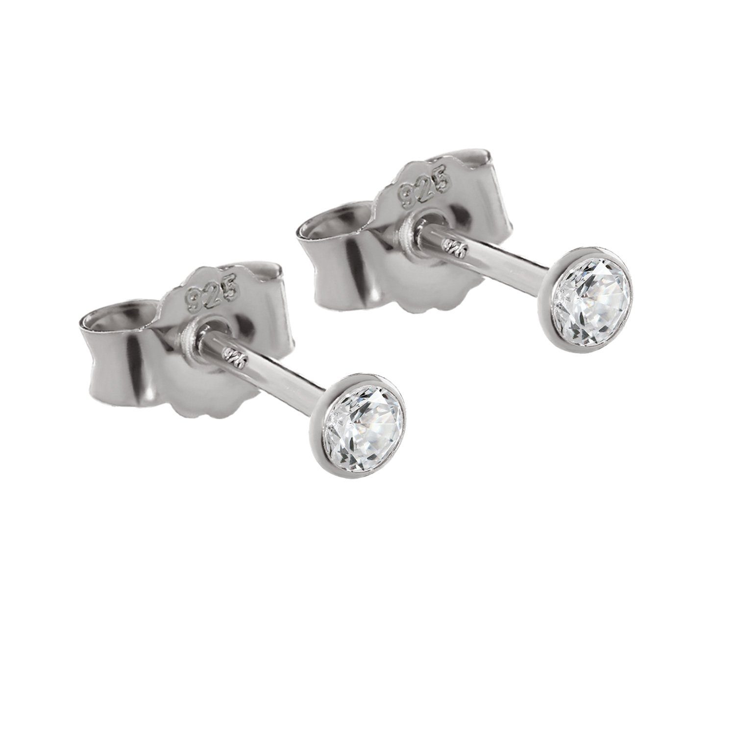 NKlaus Paar Ohrstecker Paar 3,0mm Ohrstecker 925 Sterlingsilber Silber An (Paar)