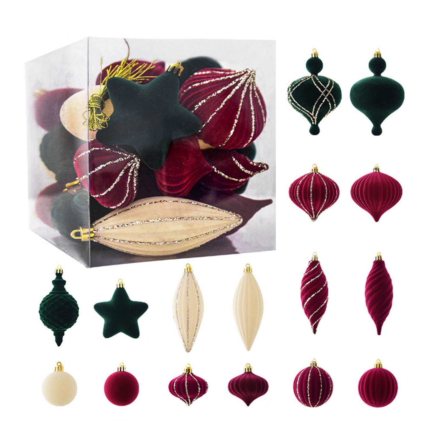 Refttenw Weihnachtsbaumkugel Weihnachtsschmuck,Christbaumschmuck,Kugeln Hängekugeln,24 Stück