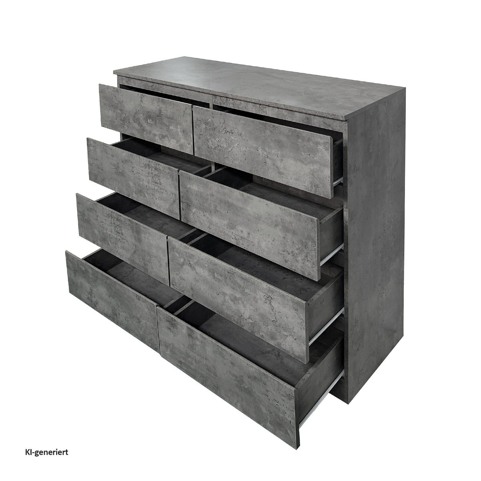 HTI-Living Kommode Kommode 8 grifflose Schubladen Thekla Beton (Stück, 1 St., 1 Kommode), Sideboard – Bild 4 von 4