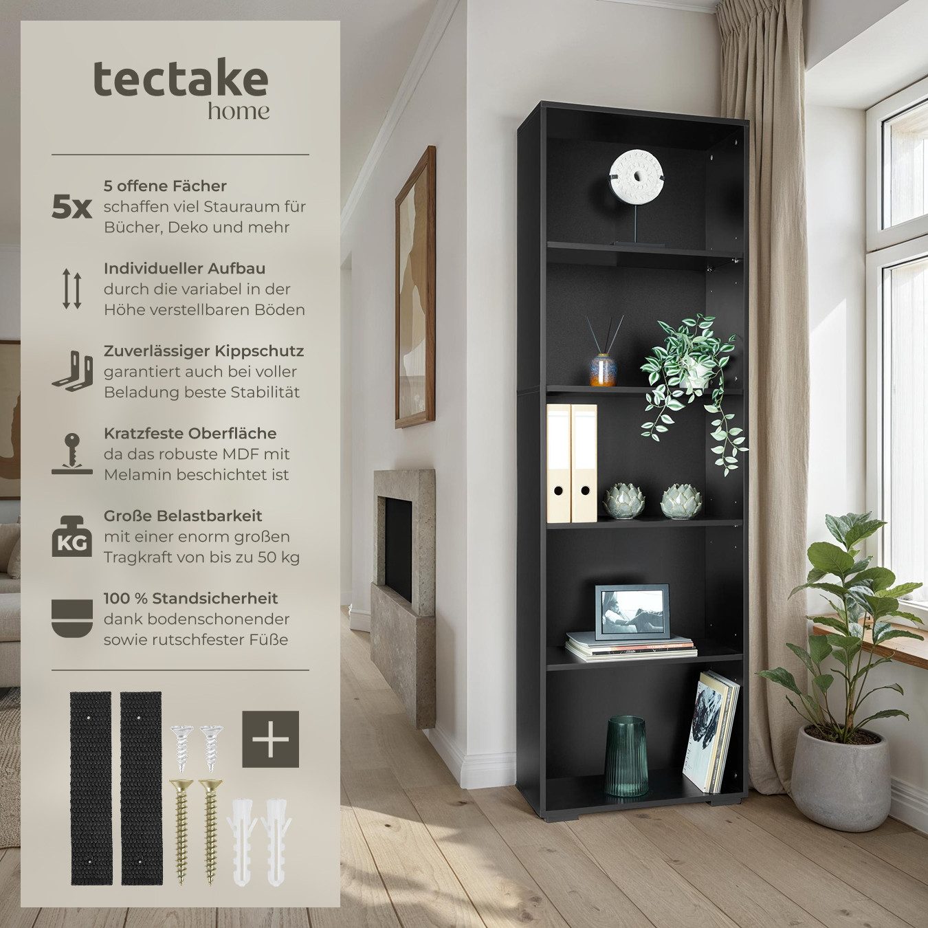 tectake Bücherregal Bücherständer Lexi 5 Fächer günstig online kaufen
