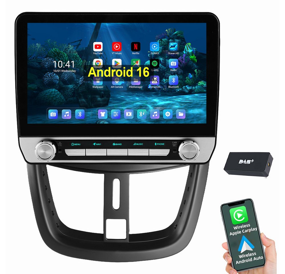 ESSGOO Für Peugeot 207 CC 2006-2015 Carplay GPS WIFI Autoradio (RDS, Digitalradio (DAB), FM, Carplay Android Auto Bluetooth FM AM RDS WIFI GPS Navigationsgerät)