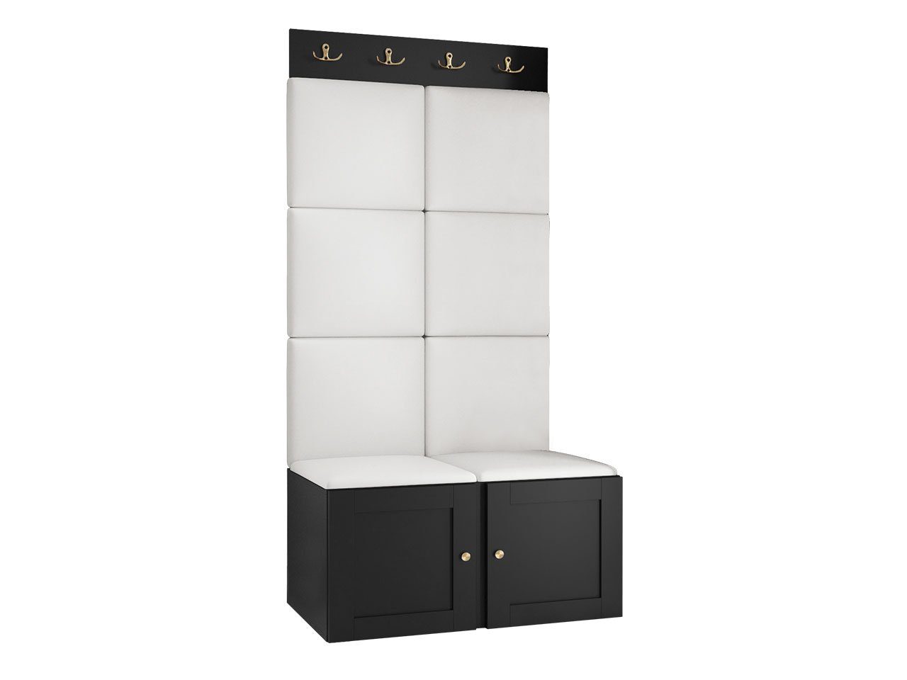 MIRJAN24 Garderoben-Set Orion Ramiro IV, (Schuhschrank, Kleiderhakenbrett, 8x Paneel 42x42), 4 Kleiderhaken für Kleidung, Metallgriffe
