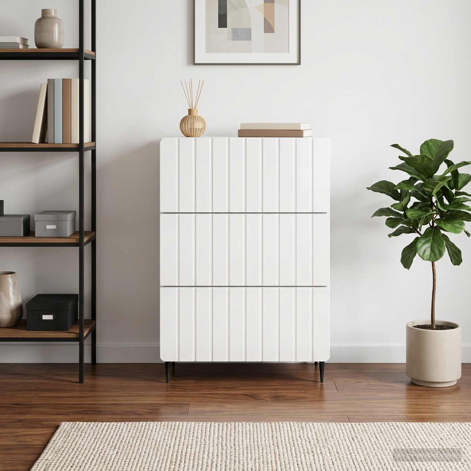 vidaXL Schranksystem Schubladenschrank Hochglanz Weiß 66 x 34,5 x 92 cm (1-St)