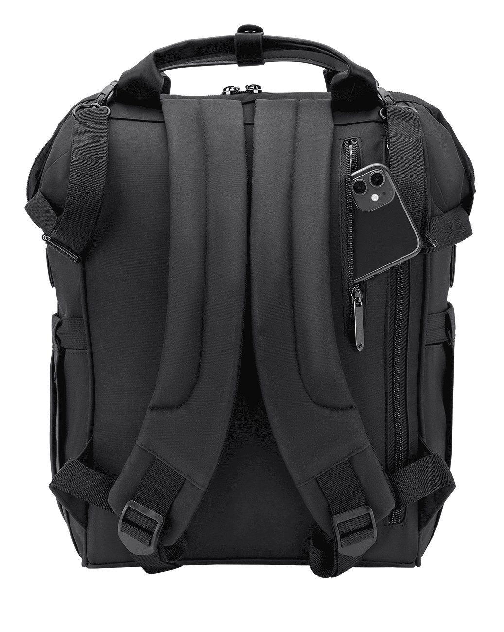Backpack, Black Handyport Wickelrucksack Osann mit Wickeltasche Wickelrucksack