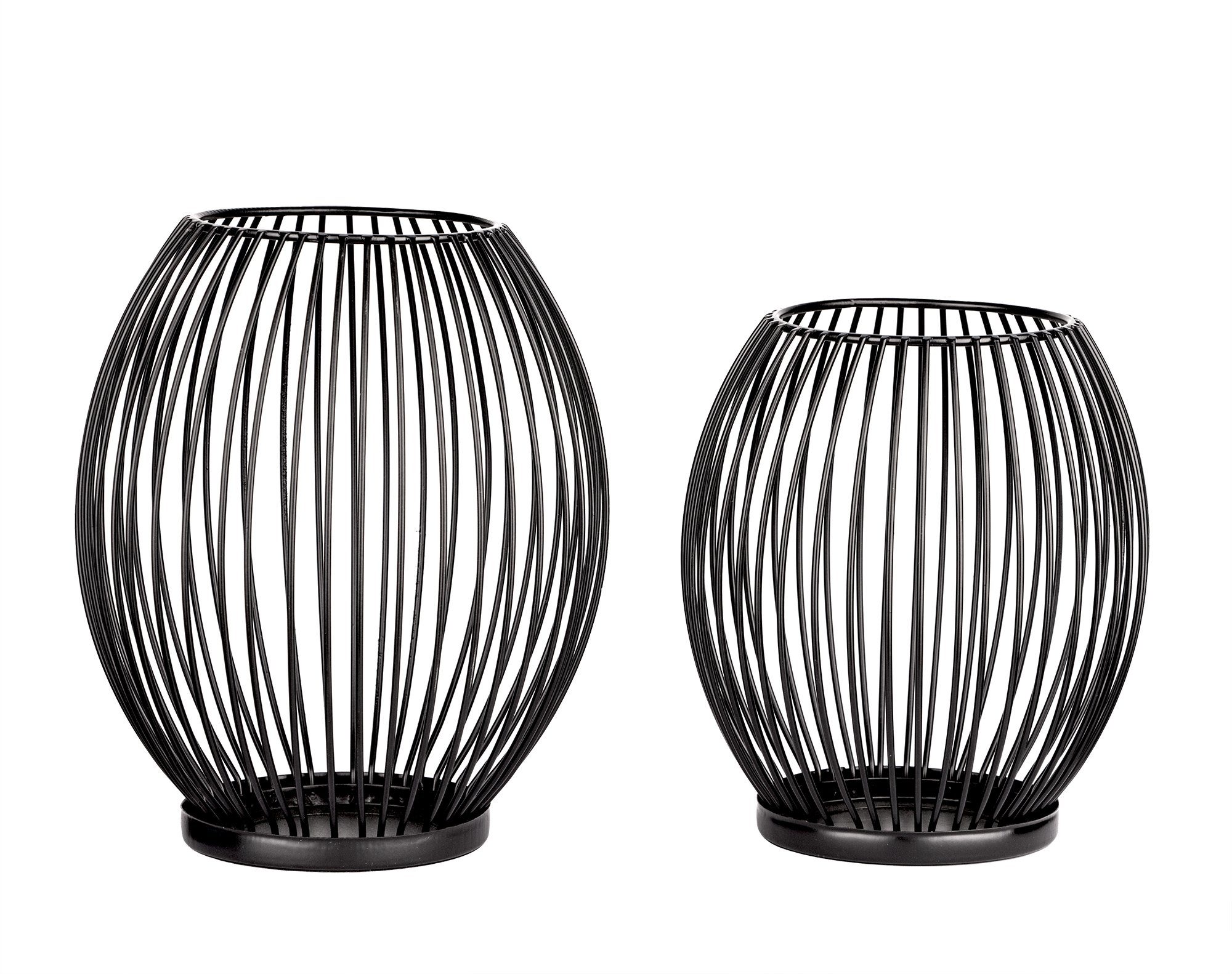 oval BigDean Kerzenständer Schwarz 2x Kerzenhalter Metall Kerzen Deko Ständer Stumpenkerzen