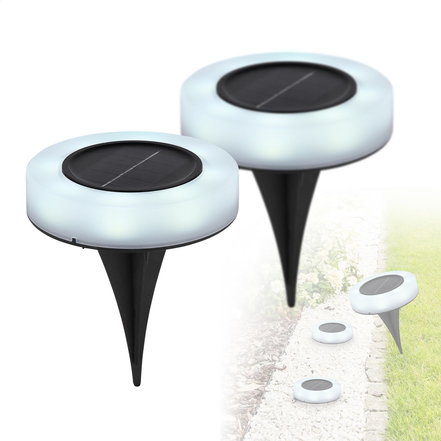 LED Solarleuchte Solarleuchte Garten 2er Set Wegelampe Solarlampe Außen Leuchte Solar