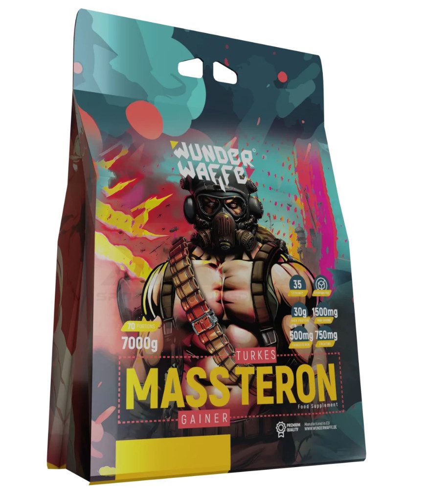 Wunderwaffe MASSTERON Mass Gainer 7kg Pulver, 1 er Einzelprodukt à 7000 g, mit Creatin, Taurin, DAA