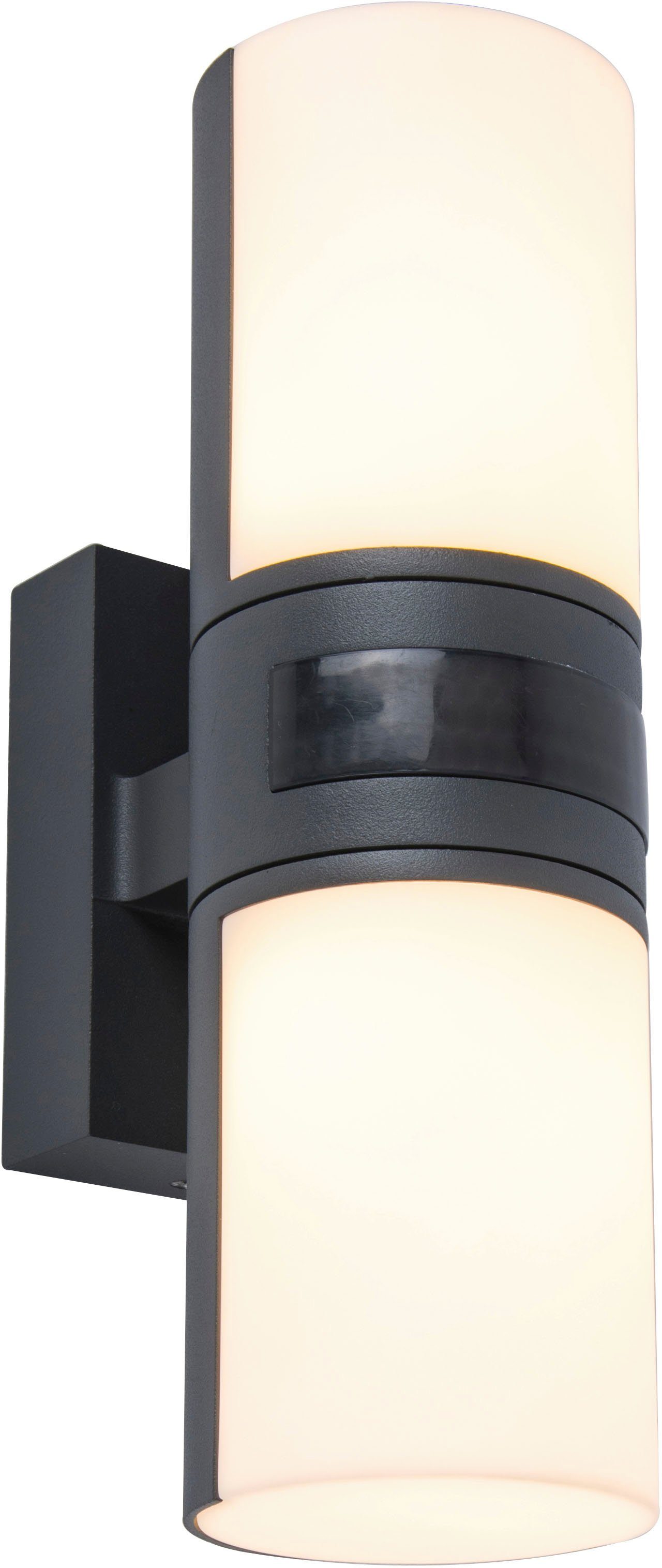 LUTEC LED Außen-Wandleuchte CYRA, LED fest integriert, drehbar, Die beiden  beweglichen Köpfe ermöglichen eine Drehung um jeweils 350°