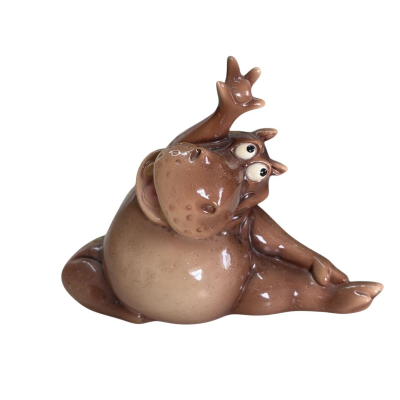 Figurendiscounter Gartenfigur Dekofigur Nilpferd Yoga klein 13,5 x 17,5 cm