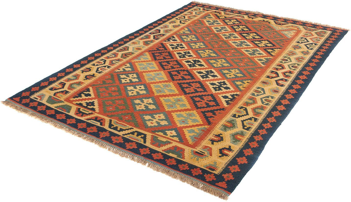 Wollteppich Kelim - Oriental - 213 x 148 cm - dunkelrot, morgenland, rechteckig, Höhe: 6 mm, Wohnzimmer, Einzelstück