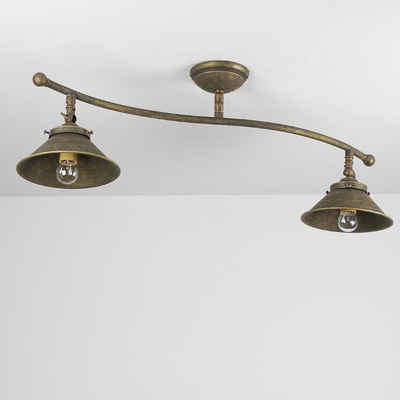 Licht-Erlebnisse Deckenstrahler »PLAFFONIERE«, Antike Deckenlampe Echt Messing verstellbar Premium Wohnzimmer Lampe
