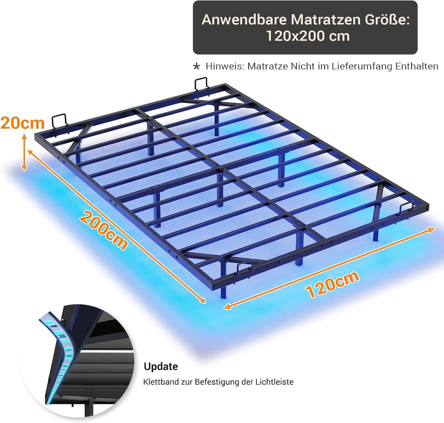 MSMASK Metallbett Schwebebett Bettgestell mit LED-Beleuchtung günstig online kaufen