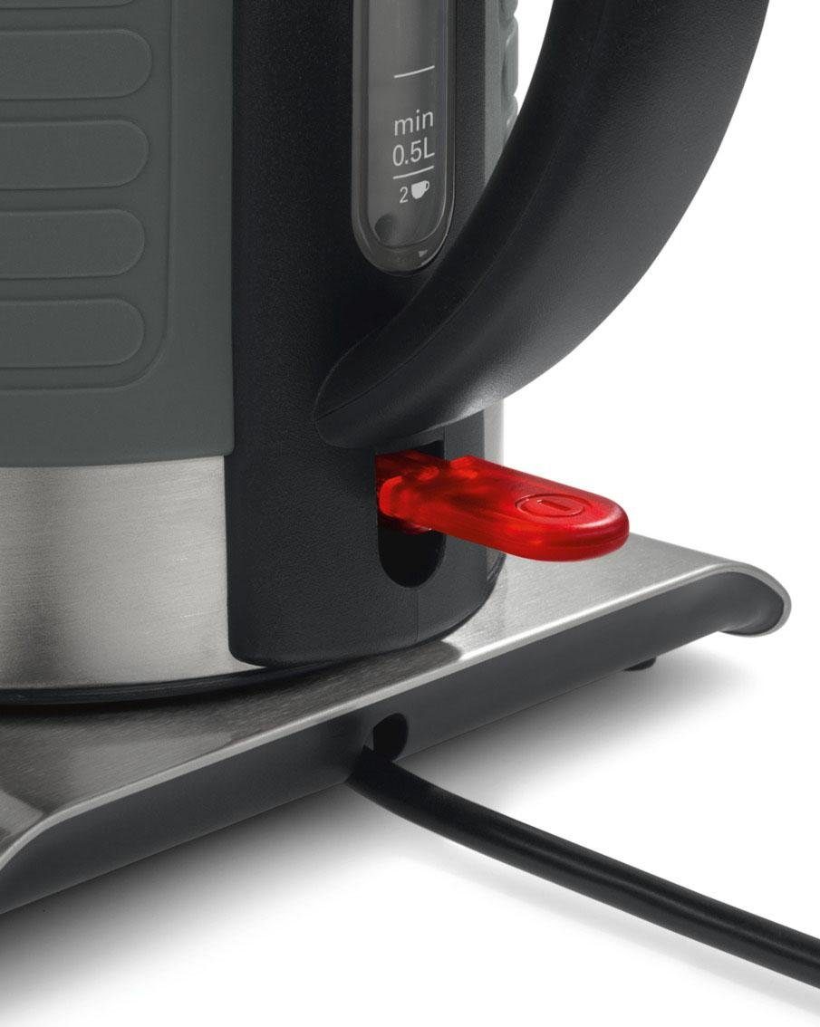 BOSCH Wasserkocher TWK7S05, Abschaltautomatik, Überhitzungsschutz, Dampfstopp-Automatik, 1,7 l, 2200 W, einfache Reinigung, 1,7 L, 2200 W, schwarz/grau