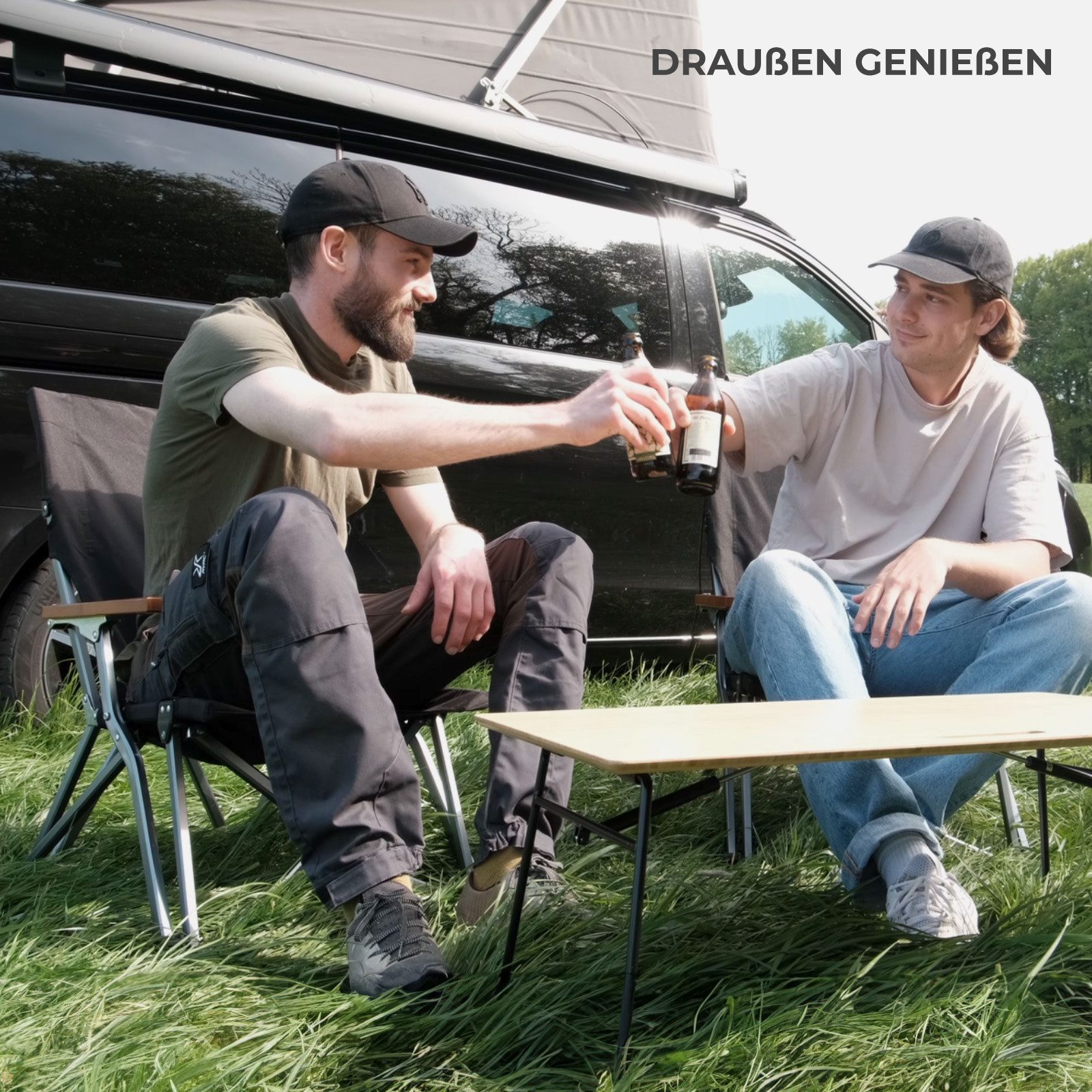 osoltus Campingstuhl Aluminium Faltsessel Faltstuhl Low Campingstuhl eloxiert Schwarz