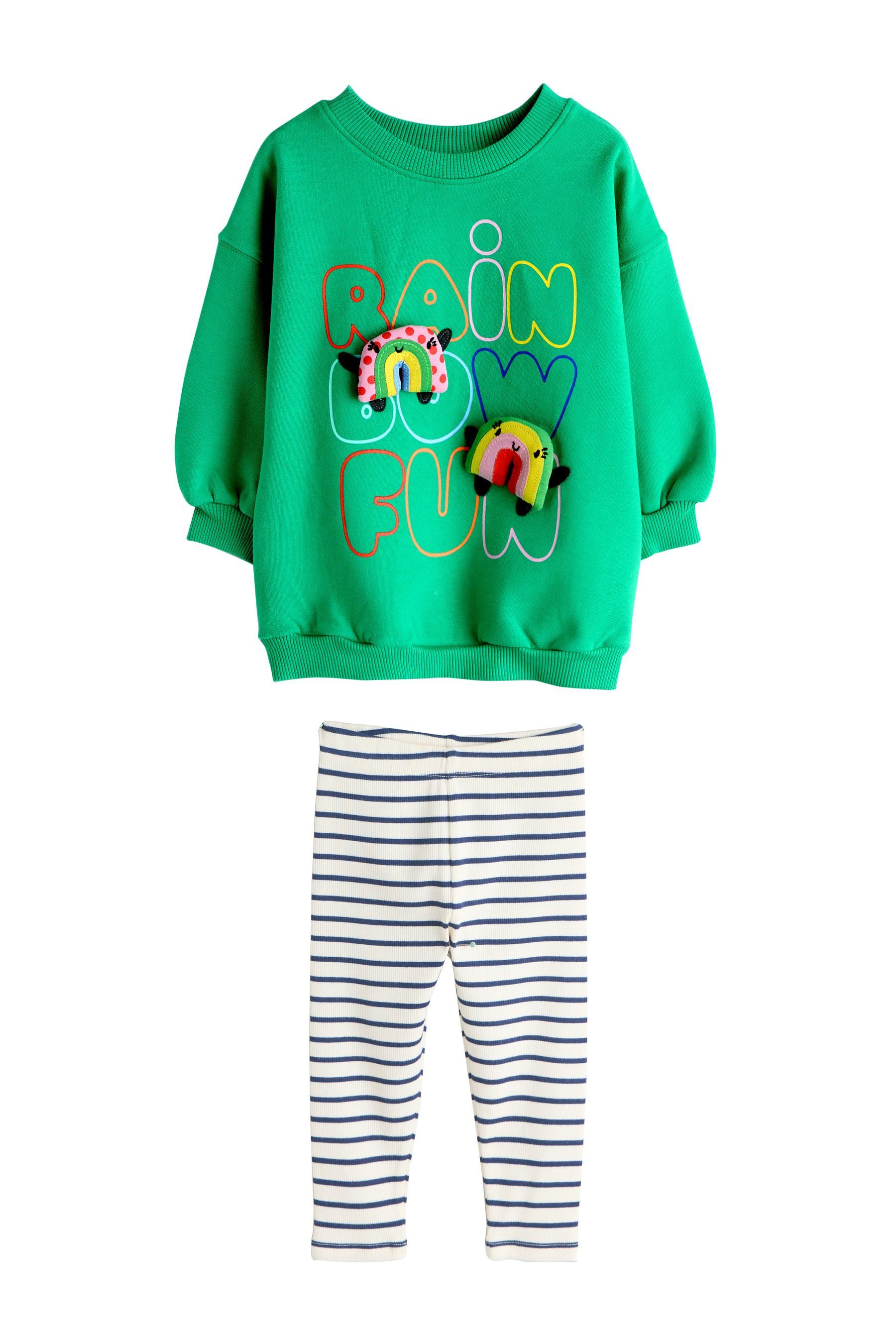 Next Top & Leggings Sweatshirt und Leggings mit Schlag im Set (2-tlg)