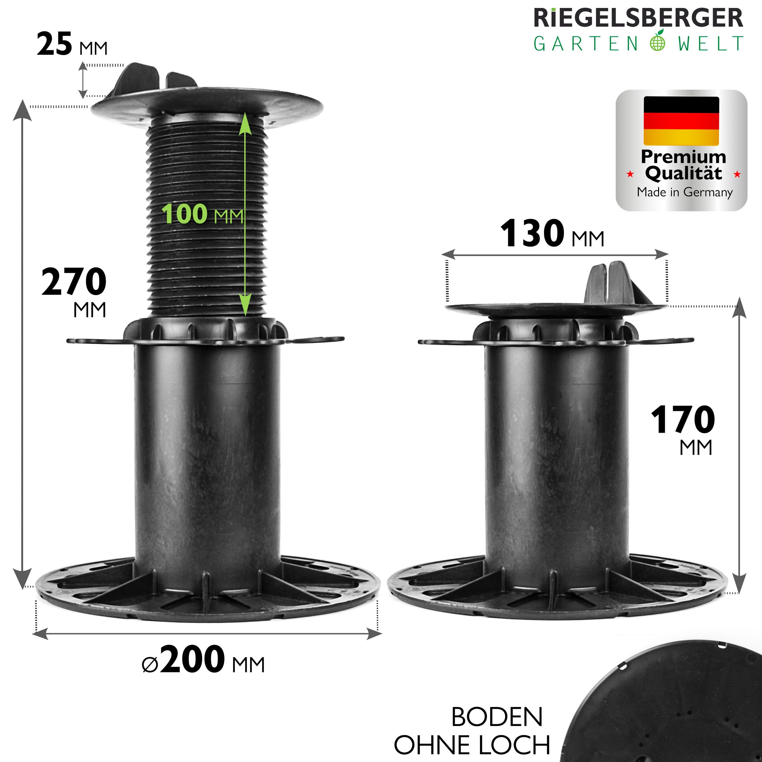 Gartenwelt Riegelsberger Terrasse 1 Karton Balkenlager PREMIUM Stelzlager für Holz WPC ALU, BxT:20x20 cm