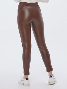 Georg Stiels Lederimitathose Leggings koerpernah mit verschlankendem Galon